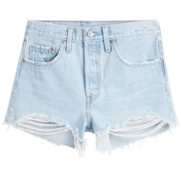 Levi's 501 Denim Shorts High Rise Button Fly Luxor - Picture 12 of 16